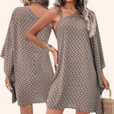 GYPSY Geo Printed Chain Accent Asymmetrical Dress