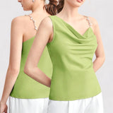 DRAPE Chain Strap Asymmetrical Cowl Top