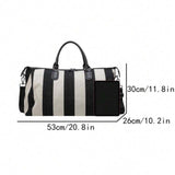 PREORDER BOLSO Stripes Canvas Leather Duffle Carry On Travel Bag