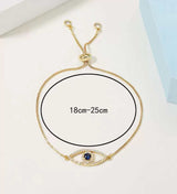 BLING Gold Adjustable Evil Eye Slider Bracelet with Sapphire Blue Center ā Crystal-Studded Protection Charm