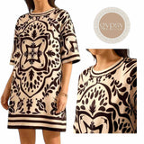 GYPSY Printed Statement Shift Dress | Bold Black & White Tribal Print
