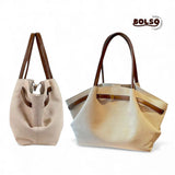 PREORDER BOLSO Canvas Leather Slouchy Dumpling Tote Bag