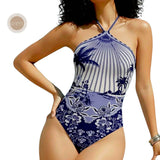 GYPSY Swim Summer Halter Blue One Piece Swimsuit