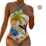 GYPSY Swim Summer Tropical Print Halter One Piece Swimsuit