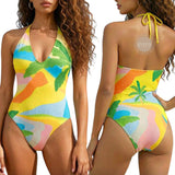 GYPSY Swim V Neck Halter Summer Colors One Piece Swimsuit
