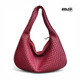 PREORDER BOLSO Woven Faux Leather Large Hobo Bag Zipper Closure