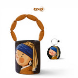 PREORDER BOLSO Art Series Canvas Bucket Bag – Girl with Pearl Earring Print w Puff Keychain