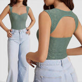 BLK Knit Lace Stretch Fitted Bodysuit Summer Top