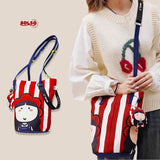 PREORDER BOLSO Art Series Canvas Sling Bucket Bag – Colorful Polka Girl Print w Charm