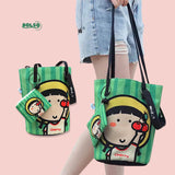PREORDER BOLSO Art Series Canvas Sling Bucket Bag – Colorful Polka Girl Print w Charm