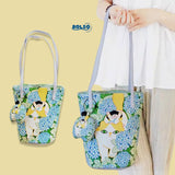 PREORDER BOLSO Art Series Canvas Sling Bucket Bag – Colorful Polka Girl Print w Charm