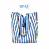 BOLSO Reversible Striped Canvas Tote Bag – Everyday Carryall in Bold Colors
