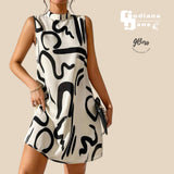 GBOSS Contrast Sleeveless Short Dress