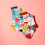 FOOTSIES 5pairs Set Graphic Knit Crew Socks