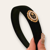 TRIX Vintage Black Velvet Headband with Accent