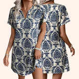 GYPSY Paisley Print V Neck Short Dress