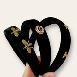 TRIX Vintage Black Velvet Headband with Accent