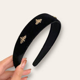 TRIX Vintage Black Velvet Headband with Accent
