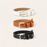 TAILLE 3pcs Belt Set Prong Gold Buckle 1”