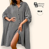 BLK Oversized Vertical Stripes Batwing Shirt Dress