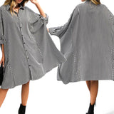 BLK Oversized Vertical Stripes Batwing Shirt Dress
