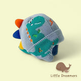 LITTLE DREAMERS Kids Dinosaur Pattern Knitted Costume Beanie Hat 3-8yrs