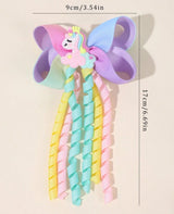 LITTLE DREAMERS Rainbow Curly 2pcs Ribbon Clip Hair Accessories for Kids