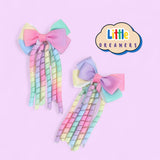 LITTLE DREAMERS Rainbow Curly 2pcs Ribbon Clip Hair Accessories for Kids