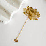 CRAFTY Lotus Clover Metal Bookmarks Chain Tassel