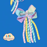 LITTLE DREAMERS Rainbow Curly 2pcs Ribbon Clip Hair Accessories for Kids