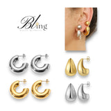BLING 2Pairs Gold Silver Elegant Classic Earrings Set