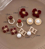 BLING 5pairs Set Vintage Classics Stud Earrings