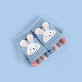 LITTLE DREAMERS Cartoon Rabbit Rainbow Open Finger Kids Cute Winter Gloves