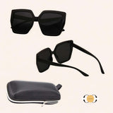 ILUV Acrylic Black on Black Vintage Fashion Glasses with Hard Case