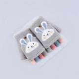 LITTLE DREAMERS Cartoon Rabbit Rainbow Open Finger Kids Cute Winter Gloves