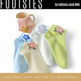 FOOTSIES 5pairs Floral Colorful Details Pattern Ankle Socks