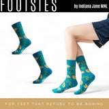FOOTSIES Fruity Funky Retro Vintage Plaid Pattern Crew Socks Pair