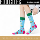 FOOTSIES Fruity Funky Retro Vintage Plaid Pattern Crew Socks Pair