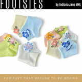 FOOTSIES 5pairs Floral Colorful Details Pattern Ankle Socks