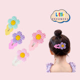 LITTLE DREAMERS 4pcs Set Colorful Flower Hair Clips for Girls