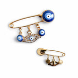 BLING Minimalist Gold Plated Rhinestone Evil Eye Brooch Pin