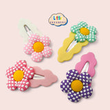 LITTLE DREAMERS 4pcs Set Colorful Flower Hair Clips for Girls