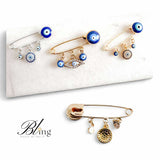 BLING Minimalist Gold Plated Rhinestone Evil Eye Brooch Pin