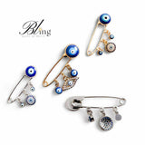 BLING Minimalist Gold Plated Rhinestone Evil Eye Brooch Pin