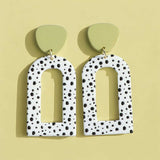 BLING Monochrome Arch Cut-Out Earrings – Handmade Polymer Clay in Leaf & Dot Prints