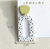 BLING Monochrome Arch Cut-Out Earrings – Handmade Polymer Clay in Leaf & Dot Prints