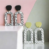 BLING Monochrome Arch Cut-Out Earrings – Handmade Polymer Clay in Leaf & Dot Prints
