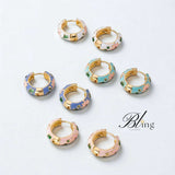 BLING Retro Vintage Enamel Mini Floral Hoops