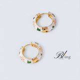 BLING Retro Vintage Enamel Mini Floral Hoops
