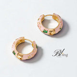 BLING Retro Vintage Enamel Mini Floral Hoops